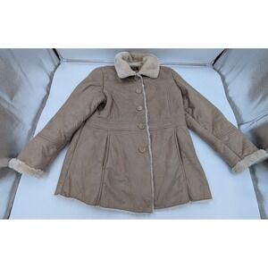 Big Chill Penny Lane Coat Womens XL Tan Faux‎ Vegan Shearling Y2K Western